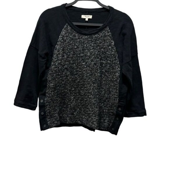 Madewell Womens Textured Black Sweater With Side Buttons Size M - Picture 1 of 8